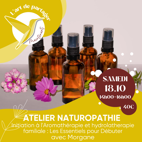 Événement Atelier Naturopathie - Initiation Aromathérapie et hydrolatherapie familiale - Par Morgane Lacombe 