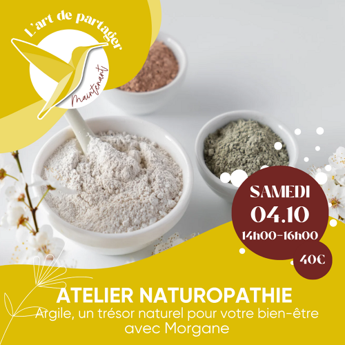 Événement Atelier Naturopathie - L'argile, un trésor naturel pour le bien-être- Par Morgane Lacombe 